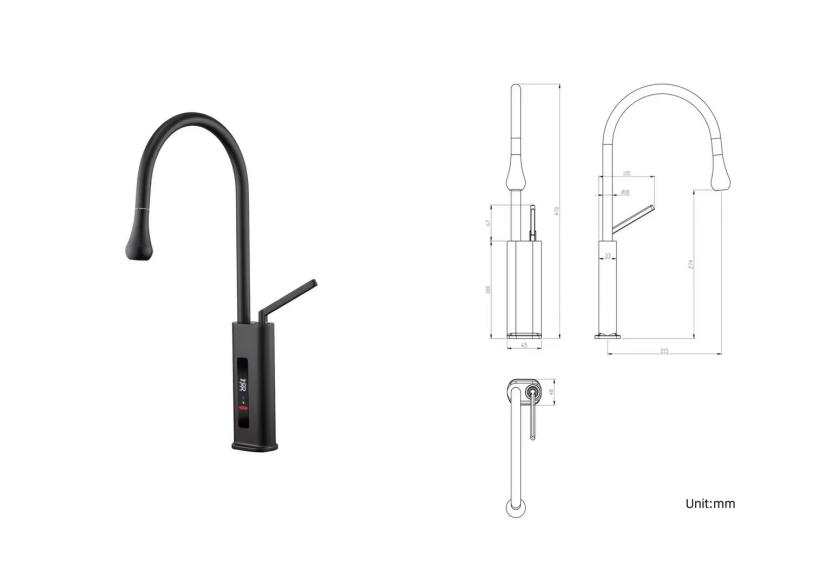 Single Hole Pull-Out Kitchen Faucet with Digital Display
